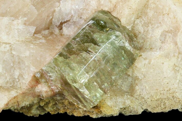 Yellow-Green Fluorapatite Crystal in Calcite - Ontario, Canada #137096